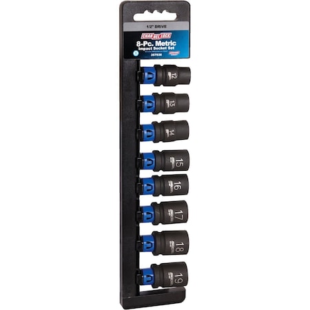 Channellock Metric 1/2 In. Drive 6-Point Shallow Impact Driver Set 8-Piece 357936